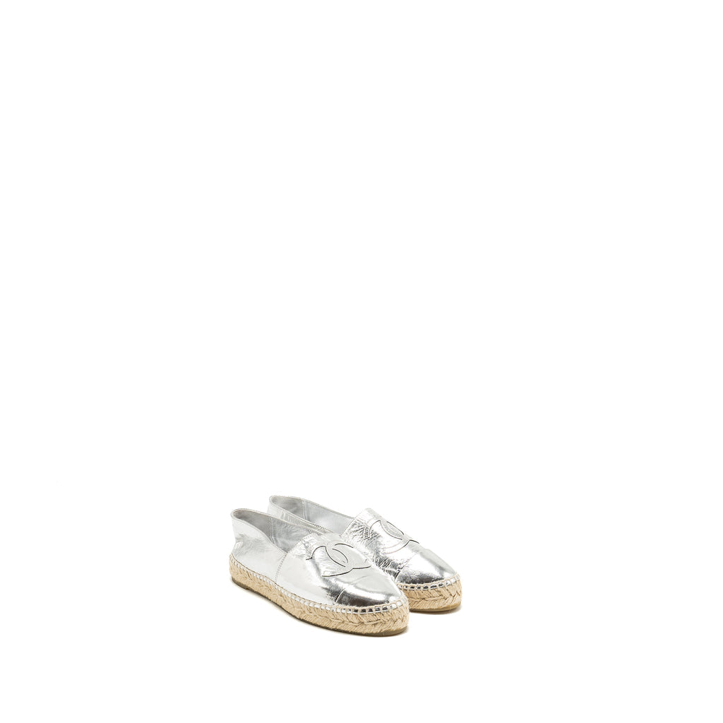chanel-size-37-espadrille-metallic-silver