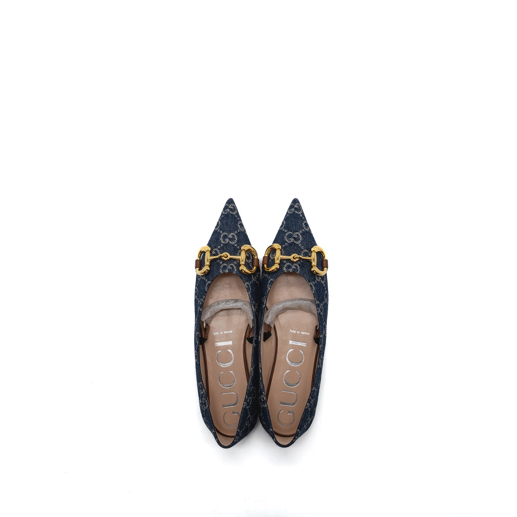 gucci-size-37-gg-horsebit-ballerina-shoes-gg-supreme-denim-ghw