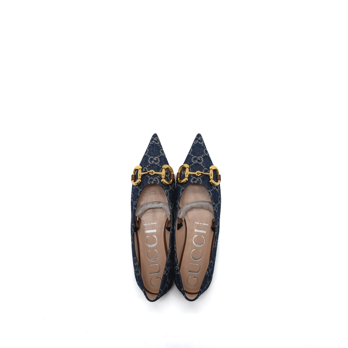 gucci-size-37-gg-horsebit-ballerina-shoes-gg-supreme-denim-ghw