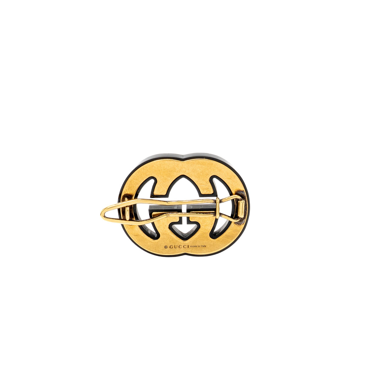 gucci-gg-logo-crystal-hair-clip-black-ghw
