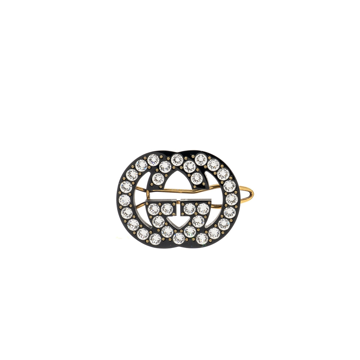 gucci-gg-logo-crystal-hair-clip-black-ghw