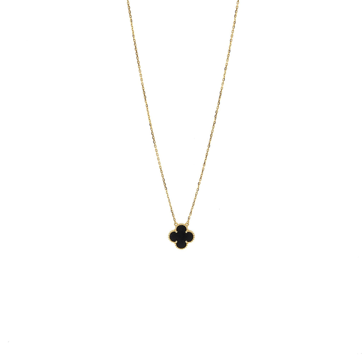 VAN CLEEF & ARPELS VINTAGE ALHAMBRA PENDANT ONYX YELLOW GOLD
