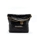 chanel-small-22-bag-calfskin-black-white-letter-ghw-microchip