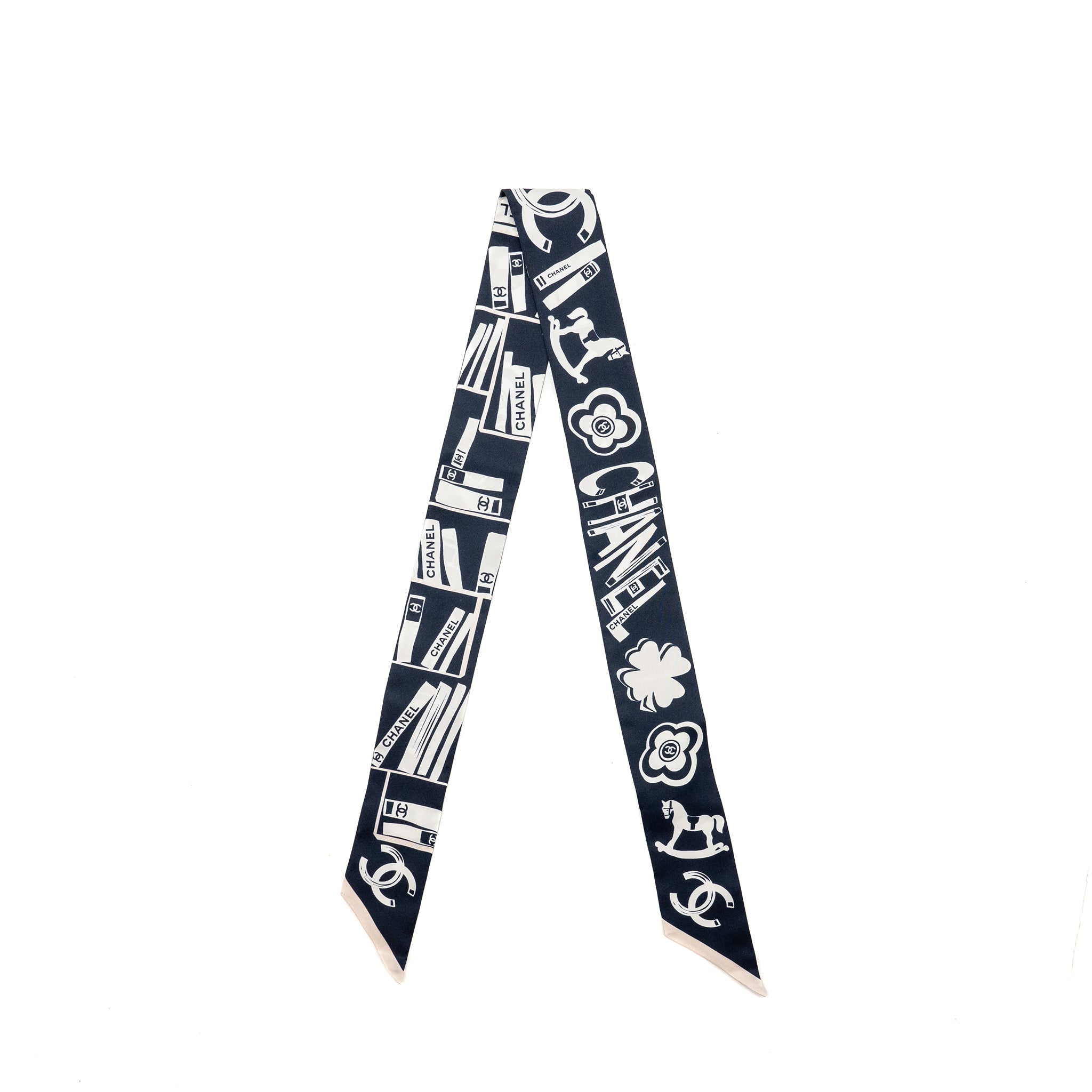 chanel-cc-logo-letter-printed-twilly-silk-navy-white-copy