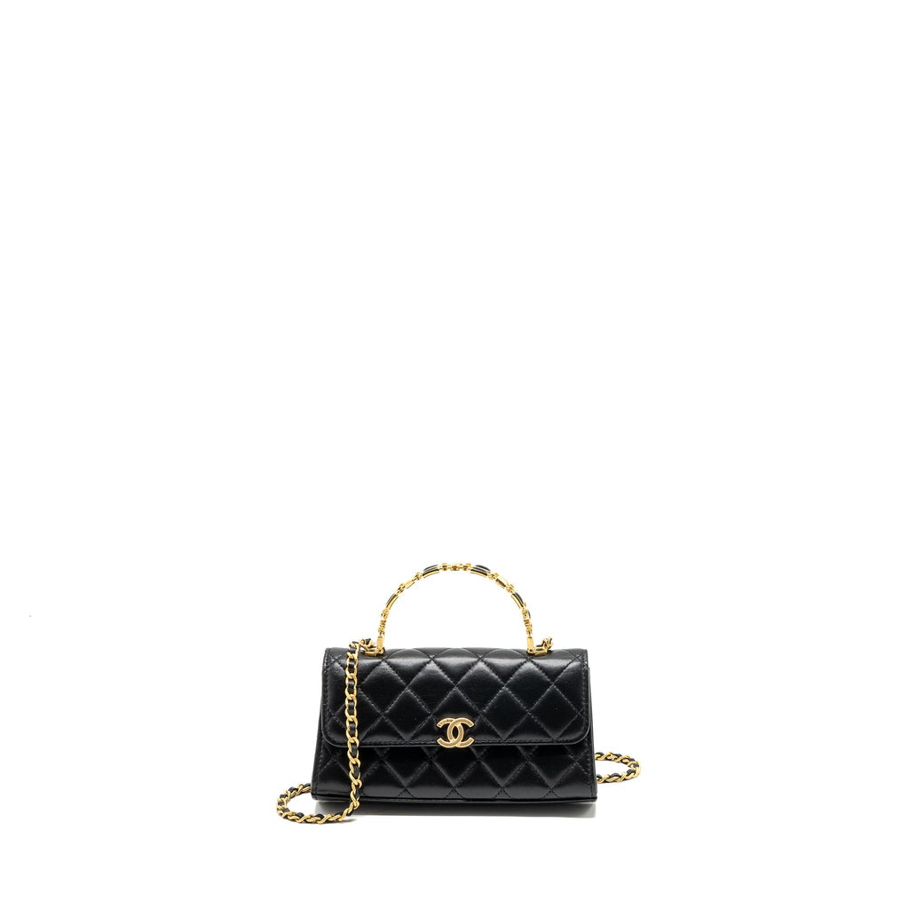 chanel-22b-flap-bag-with-enamel-top-handle-lambskin-black-ghw-microchip-copy
