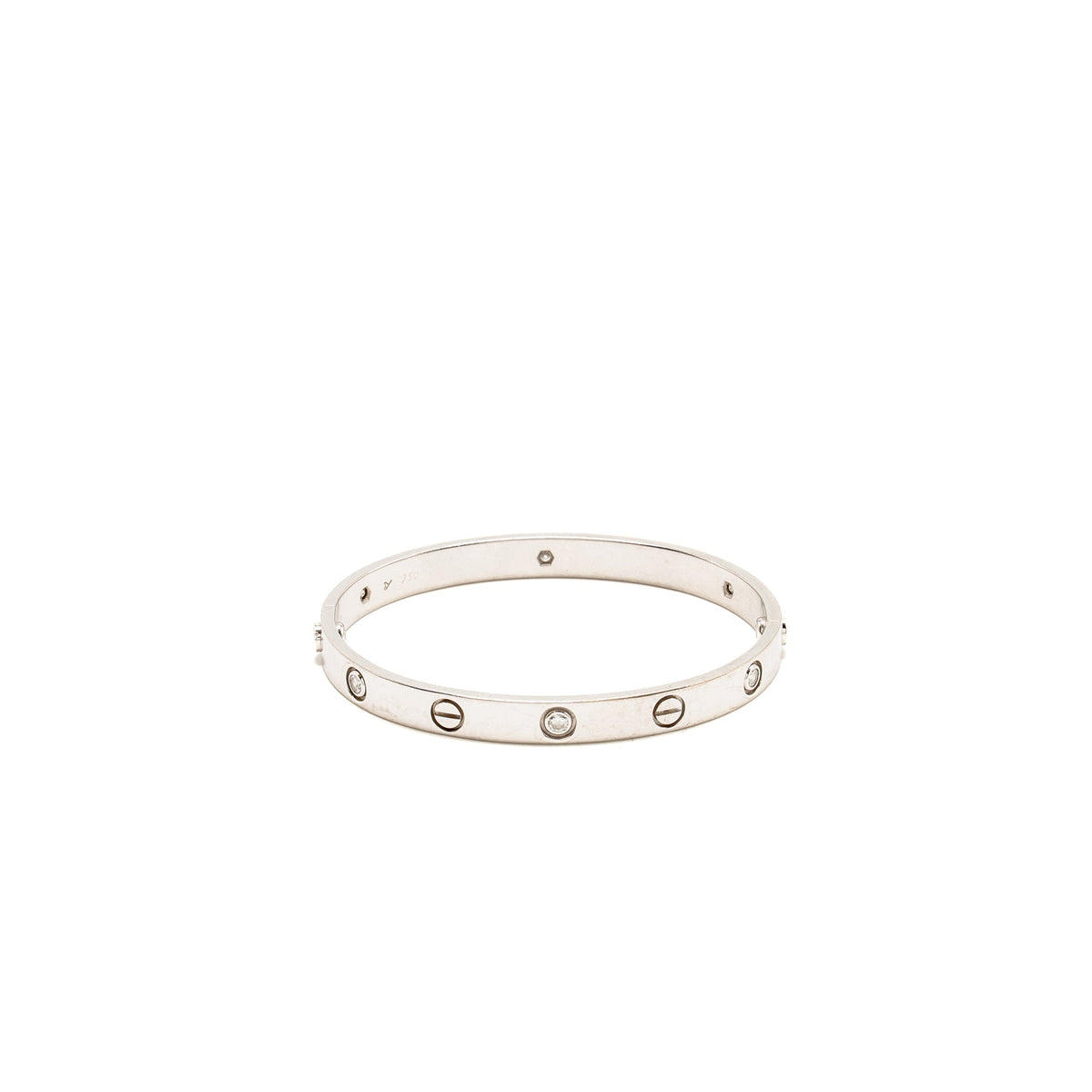 CARTIER LOVE BRACELET WHITE GOLD 6 DIAMONDS – SIZE 17