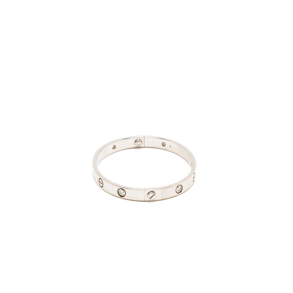 CARTIER LOVE BRACELET WHITE GOLD 6 DIAMONDS – SIZE 17
