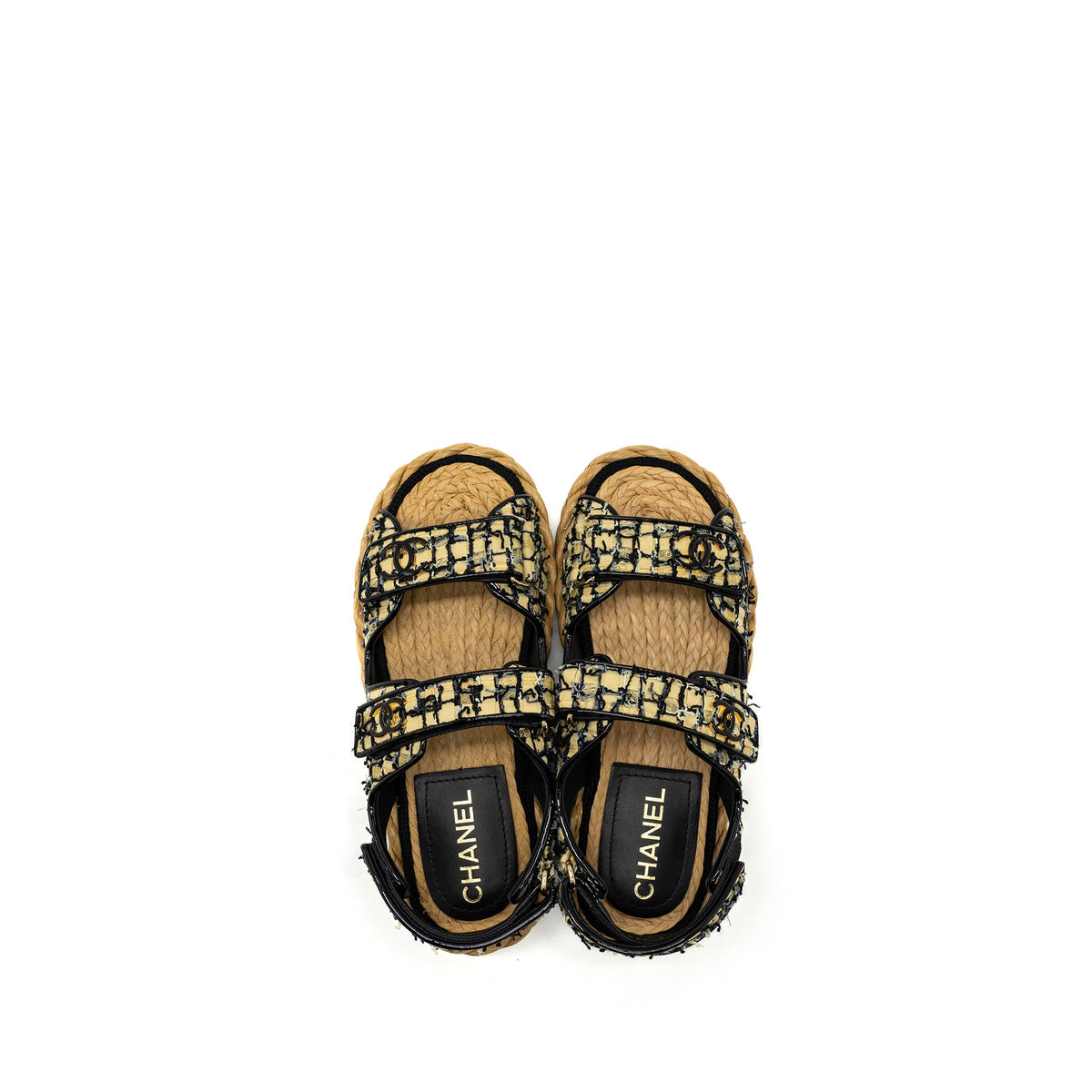 chanel-size-37-5-dad-sandals-multicolour-black-hardware