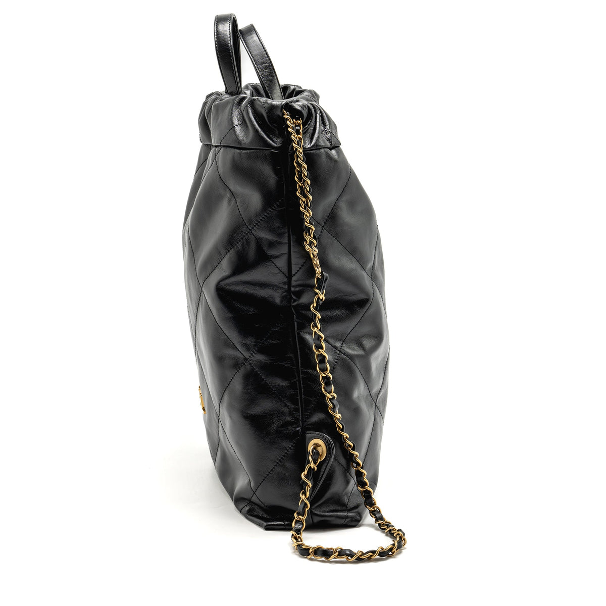 chanel-large-22-backpack-gold-letter-logo-shiny-calfskin-black-ghwmicrochip-copy