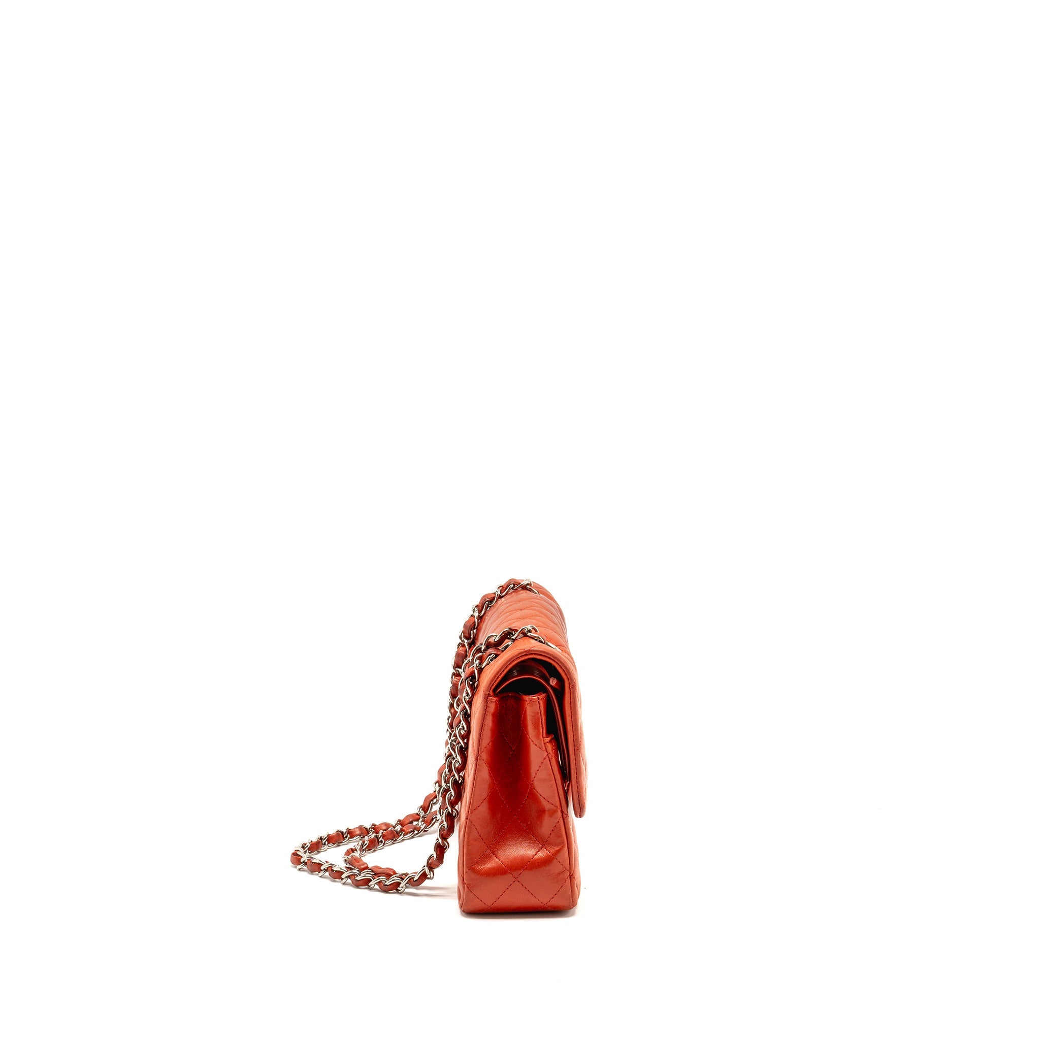 chanel-medium-classic-double-flap-bag-lambskin-red-shw