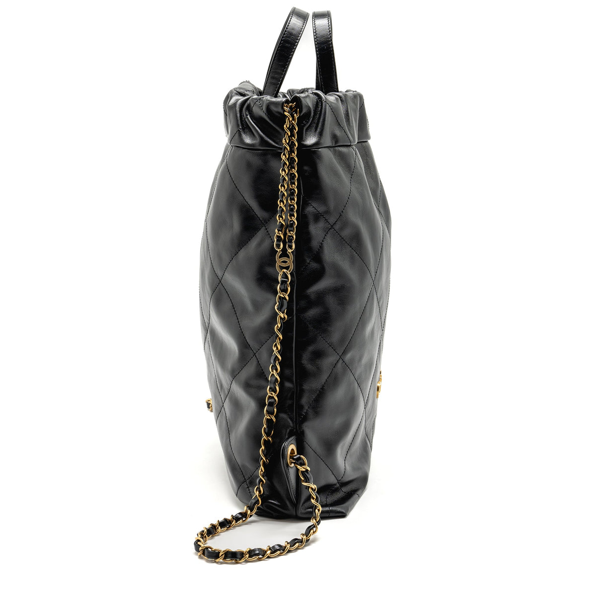 chanel-large-22-backpack-gold-letter-logo-shiny-calfskin-black-ghwmicrochip-copy