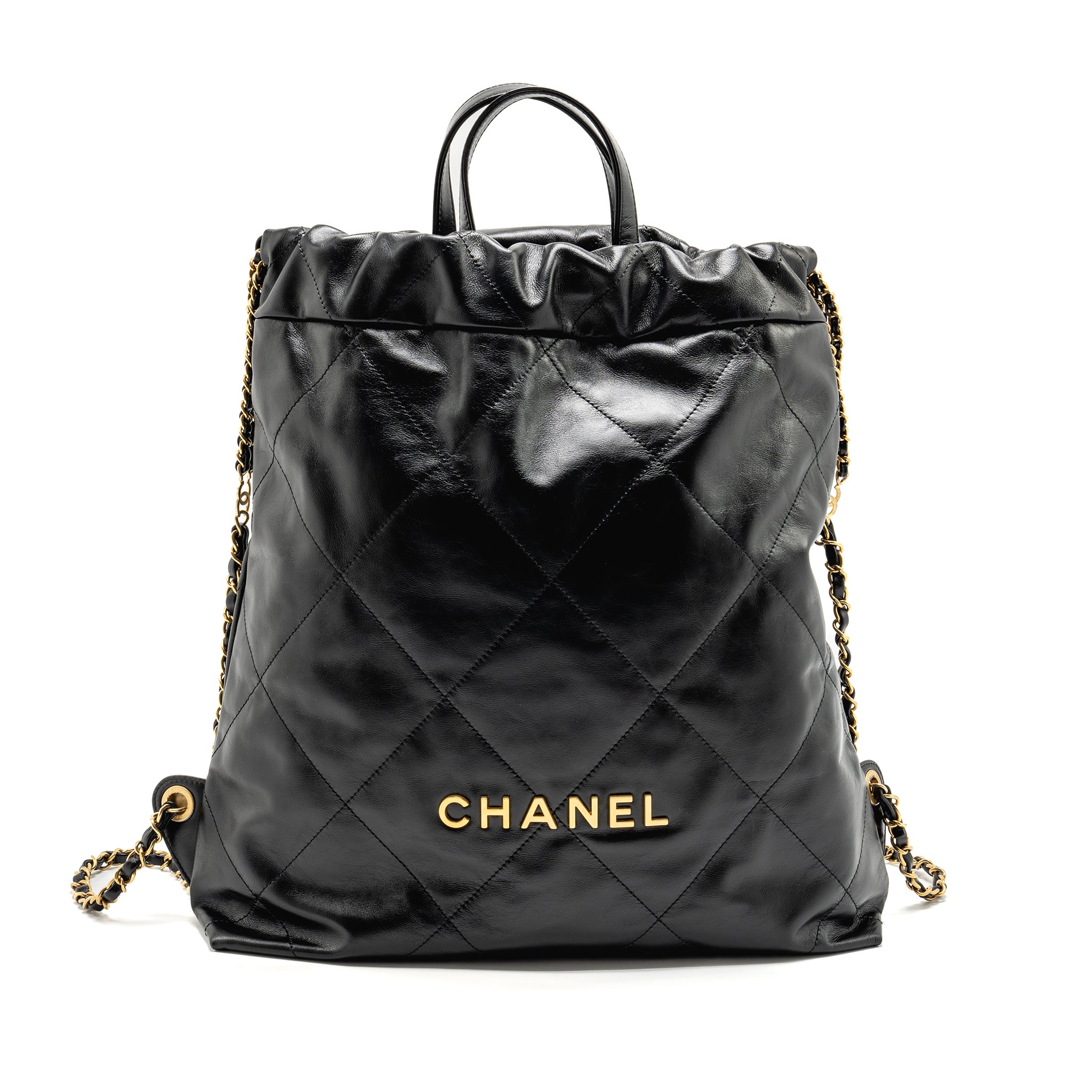 chanel-large-22-backpack-gold-letter-logo-shiny-calfskin-black-ghwmicrochip-copy