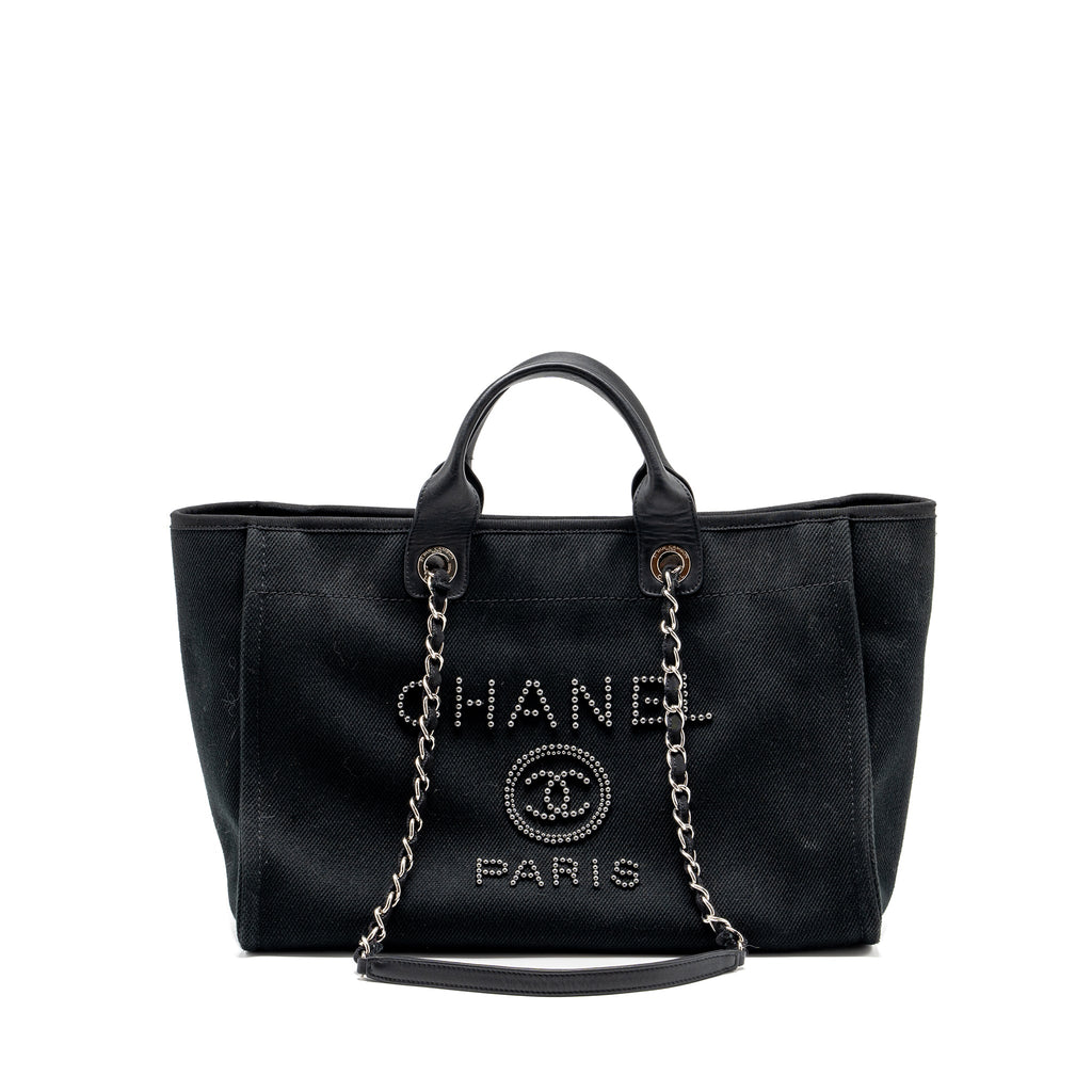 chanel-deauville-black-studded-tote-bag-canvas-leather-black-shw