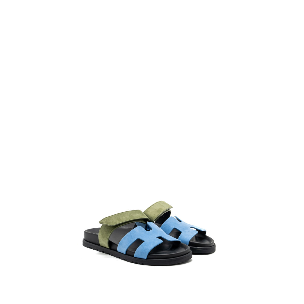 hermes-size-37-chypre-sandals-chevre-velours-bleu-cameo-vert