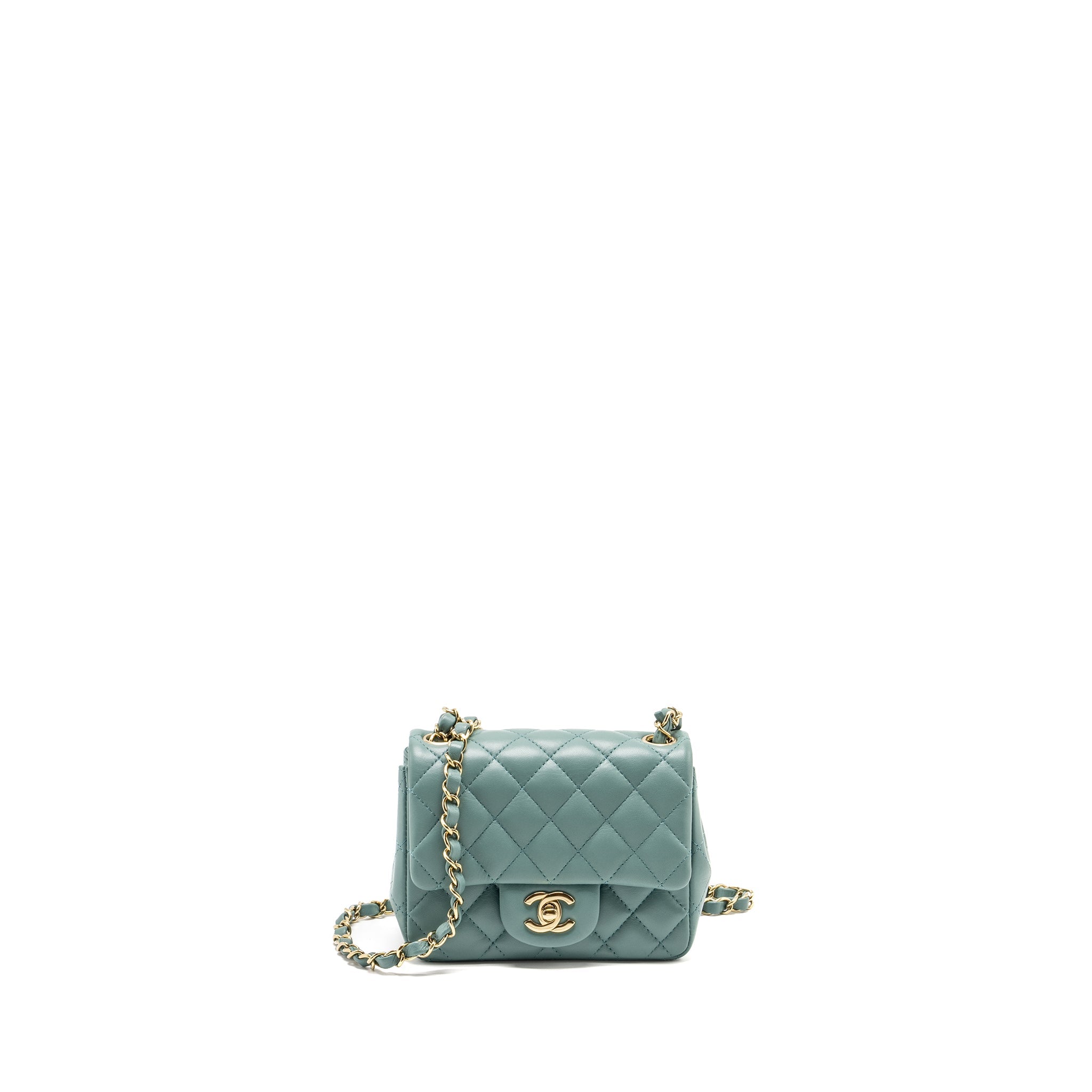 chanel-mini-square-flap-bag-lambskin-green-lghw-microchip-copy