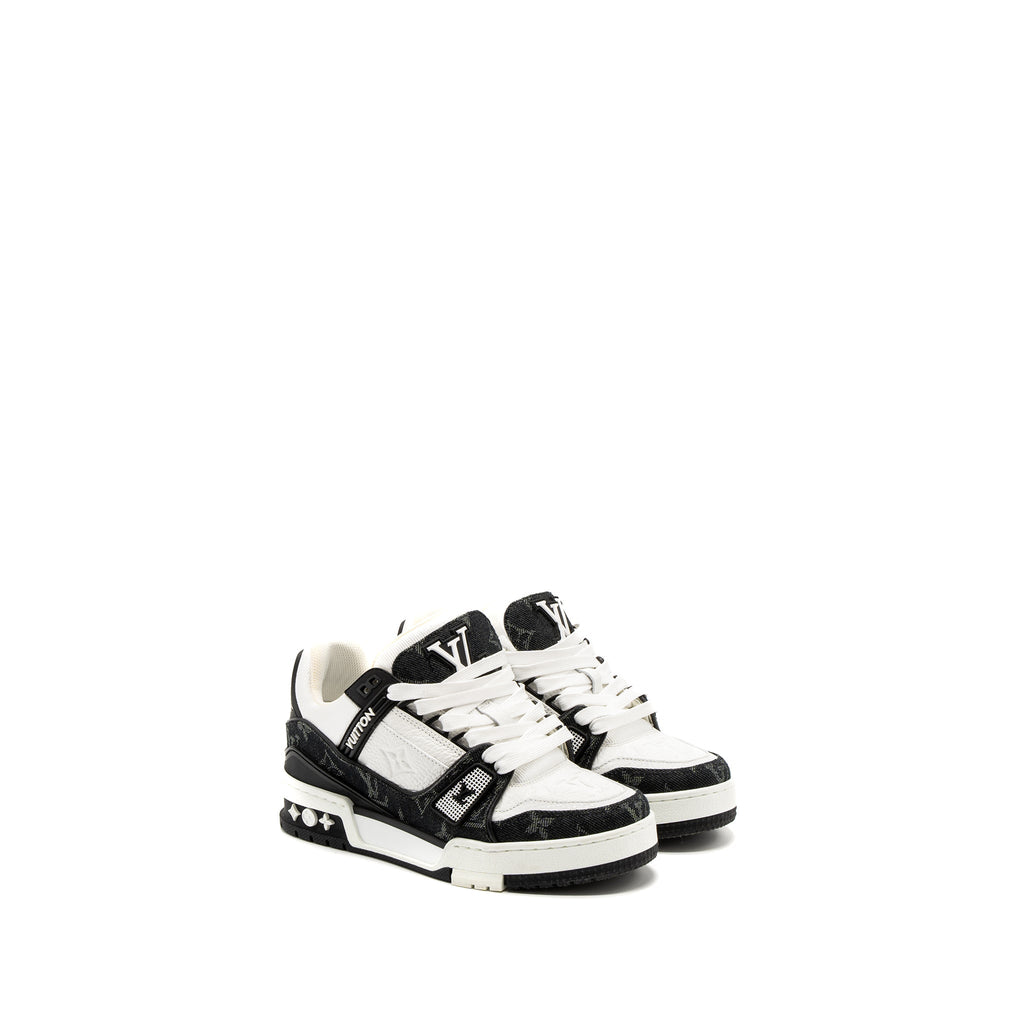 louis-vuitton-size-34-trainer-sneaker-monogram-denim-monogram-embossed-grained-calfskin-black