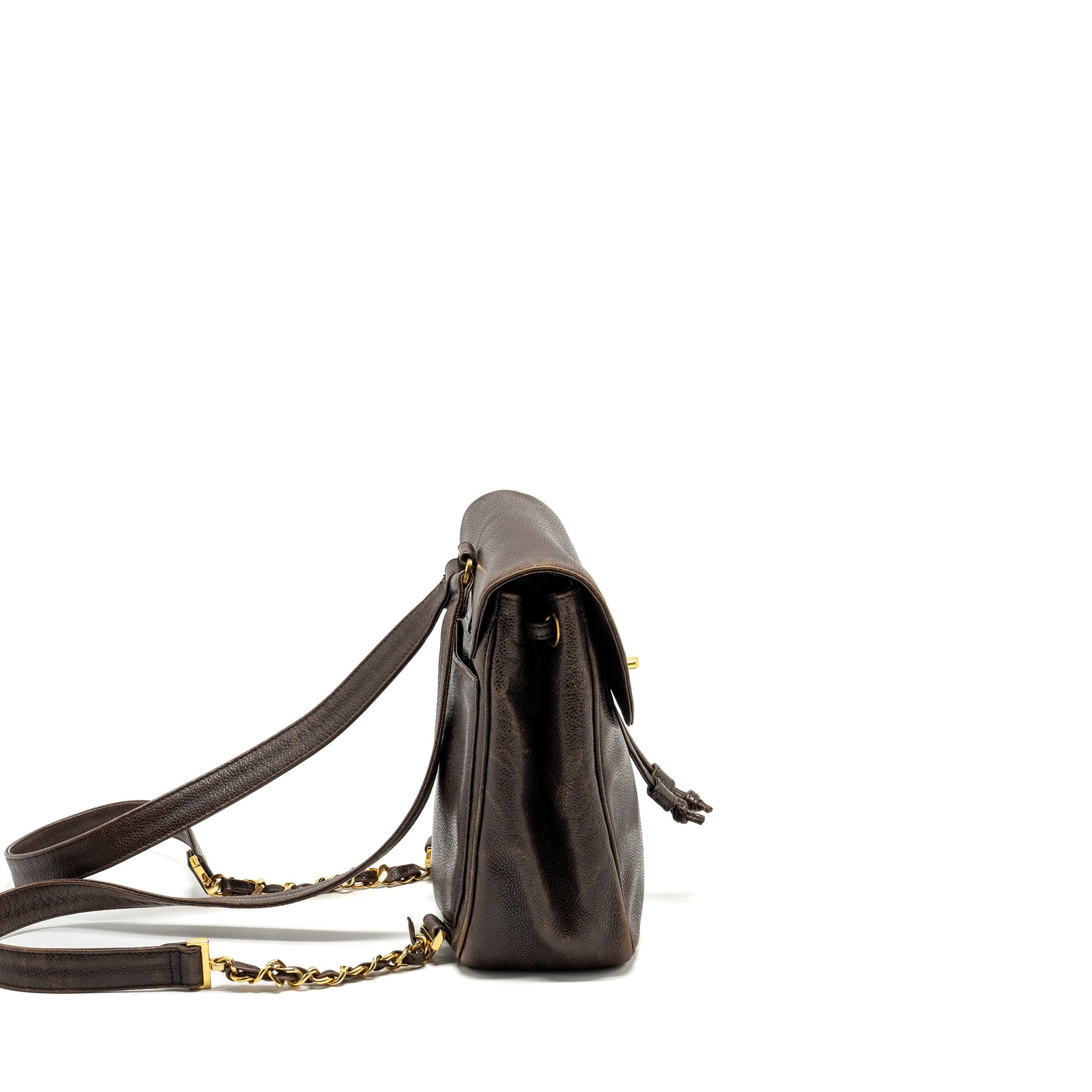 chanel-vintage-flap-backpack-caviar-brown-ghw