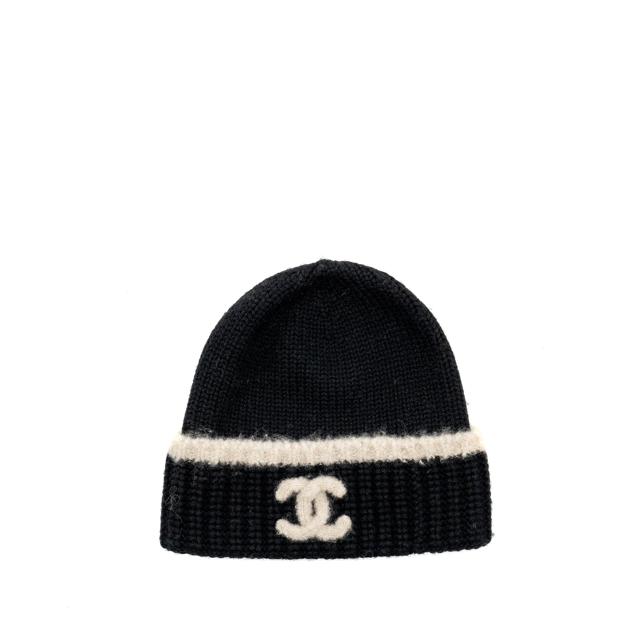 chanel-beanie-hat-wool-cashmere-black-white