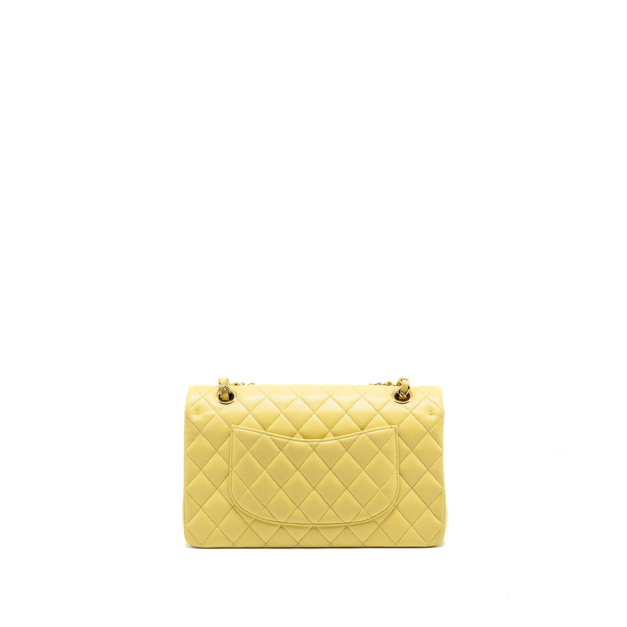 chanel-medium-classic-double-flap-bag-caviar-light-yellow-lghw