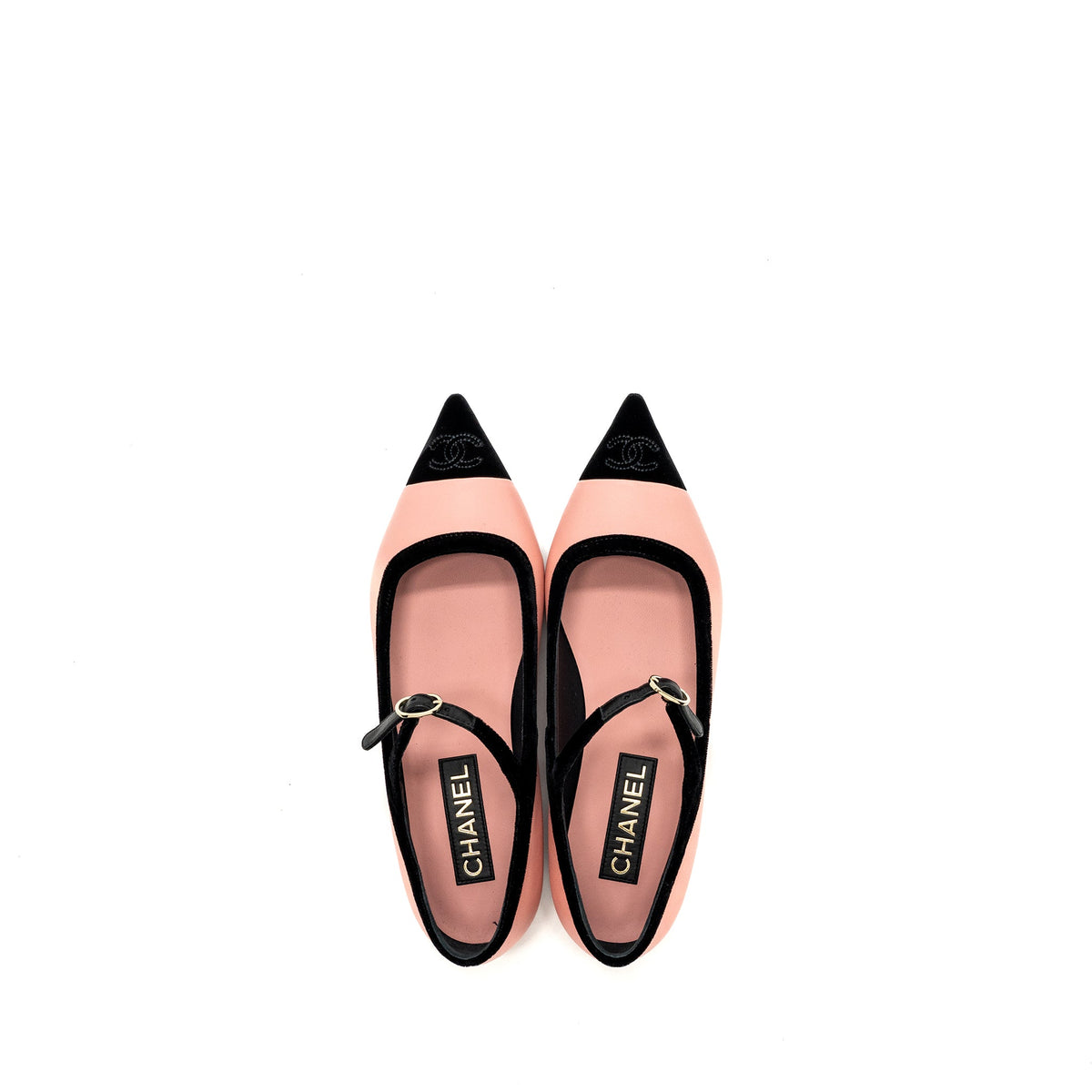 chanel-size-39-5-22k-mery-janes-shoes-lambskin-velvet-pink-black-lghw-copy