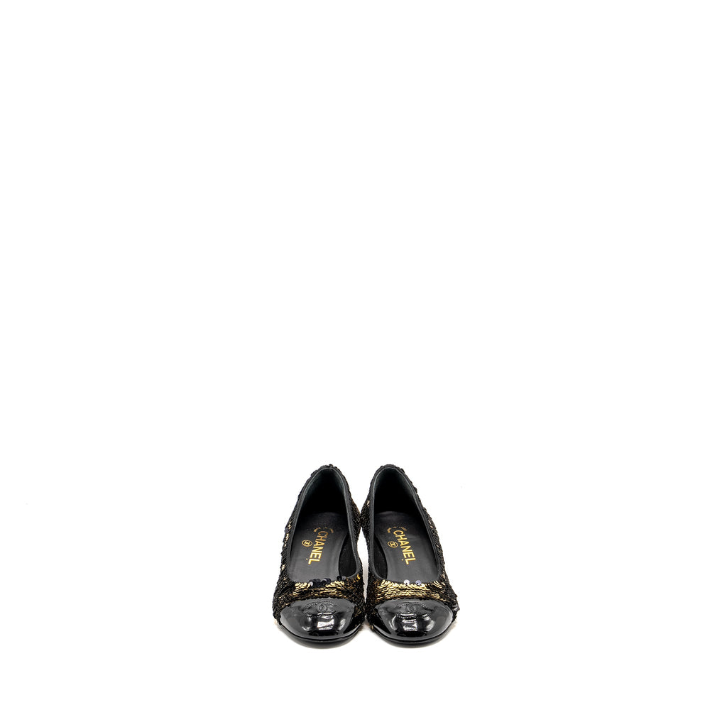 chanel-size-36-21k-pumps-sequins-patent-gold-black