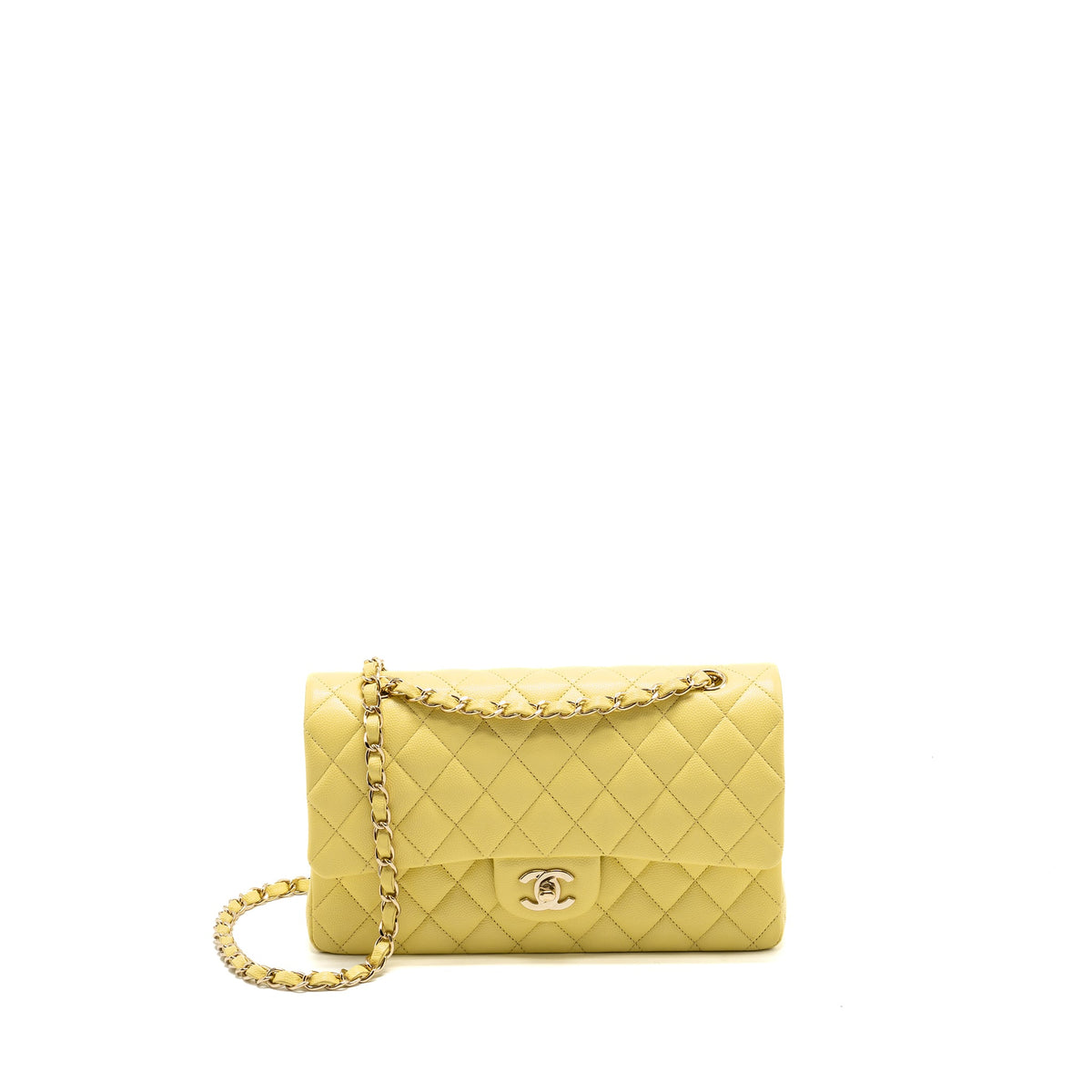 chanel-medium-classic-double-flap-bag-caviar-light-yellow-lghw