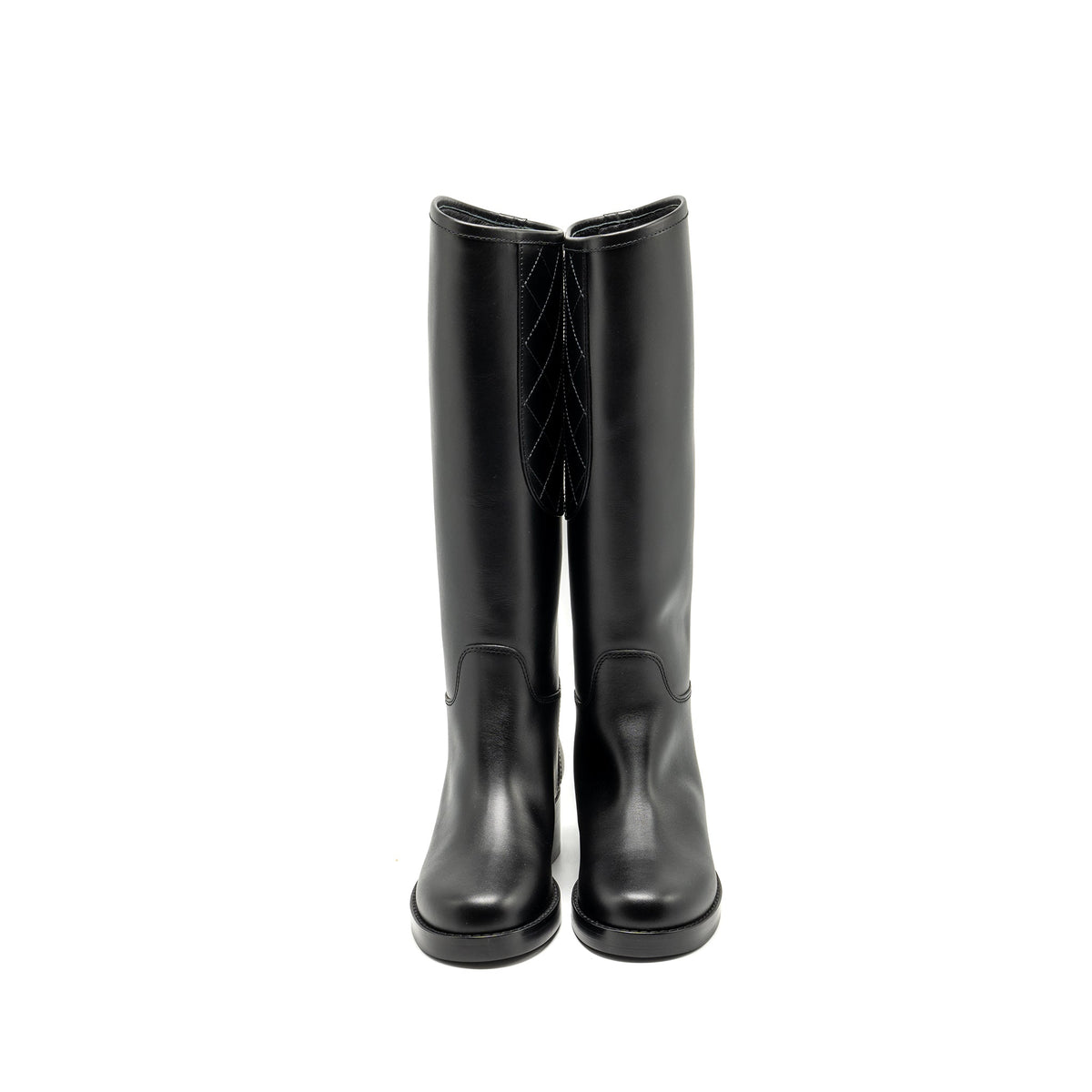 chanel-size-38-cc-logo-high-boots-calfskin-black