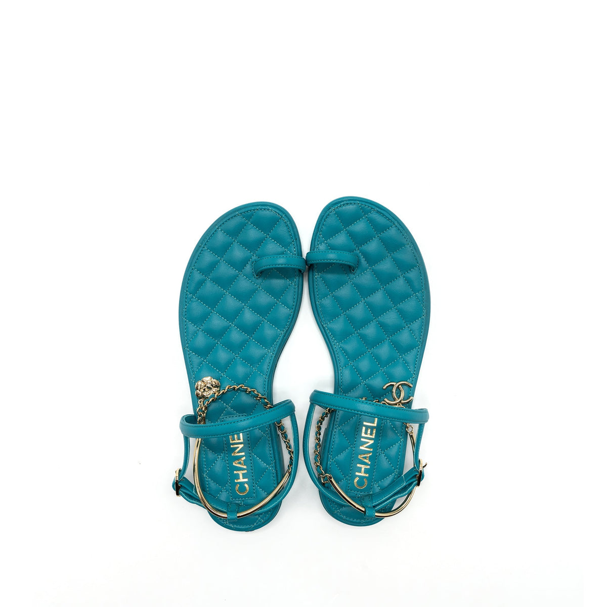 copy-of-chanel-size-38-sandals-leather-green-lghw