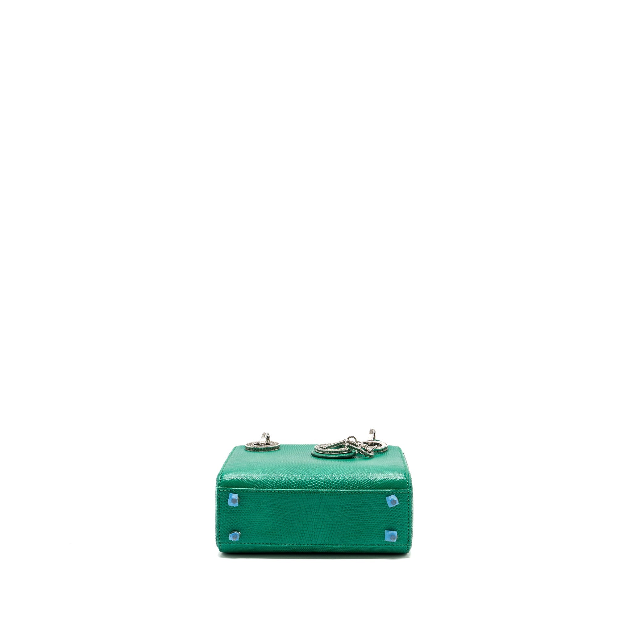 dior-mini-lady-dior-lizard-leather-green-with-crystal-buckle-shw