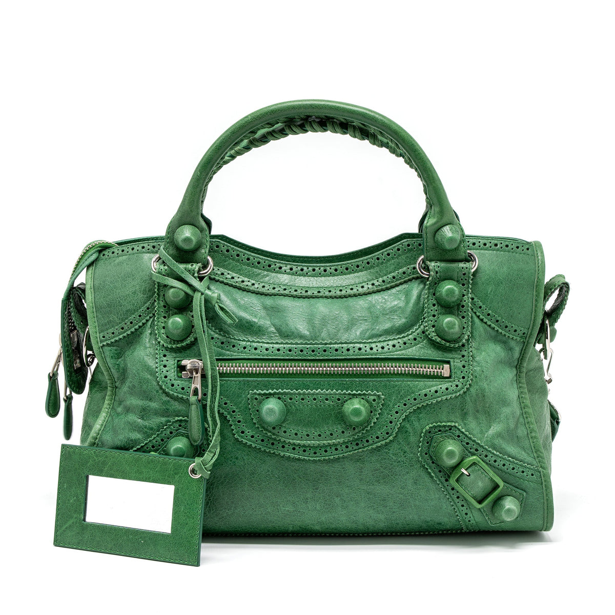 balenciaga-lace-city-bag-green-shw-1