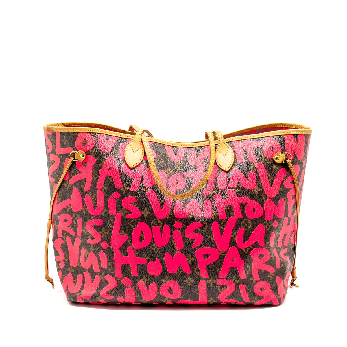 louis-vuitton-neverfull-gm-stephen-sprouse-pink-monogram-graffiti-coated-zip-wallet-sell-in-a-set