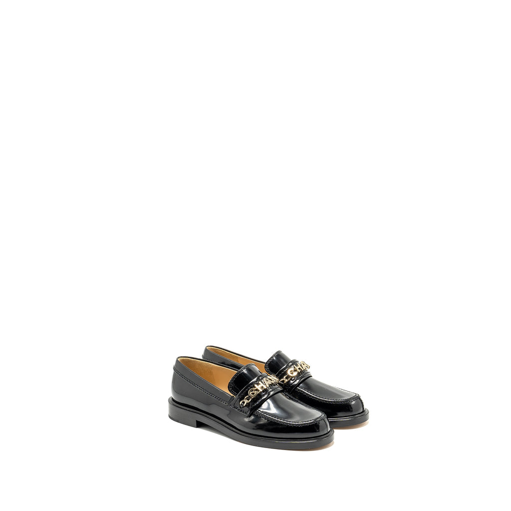 chanel-size-36-5-letter-loafers-leather-black-lghw-copy