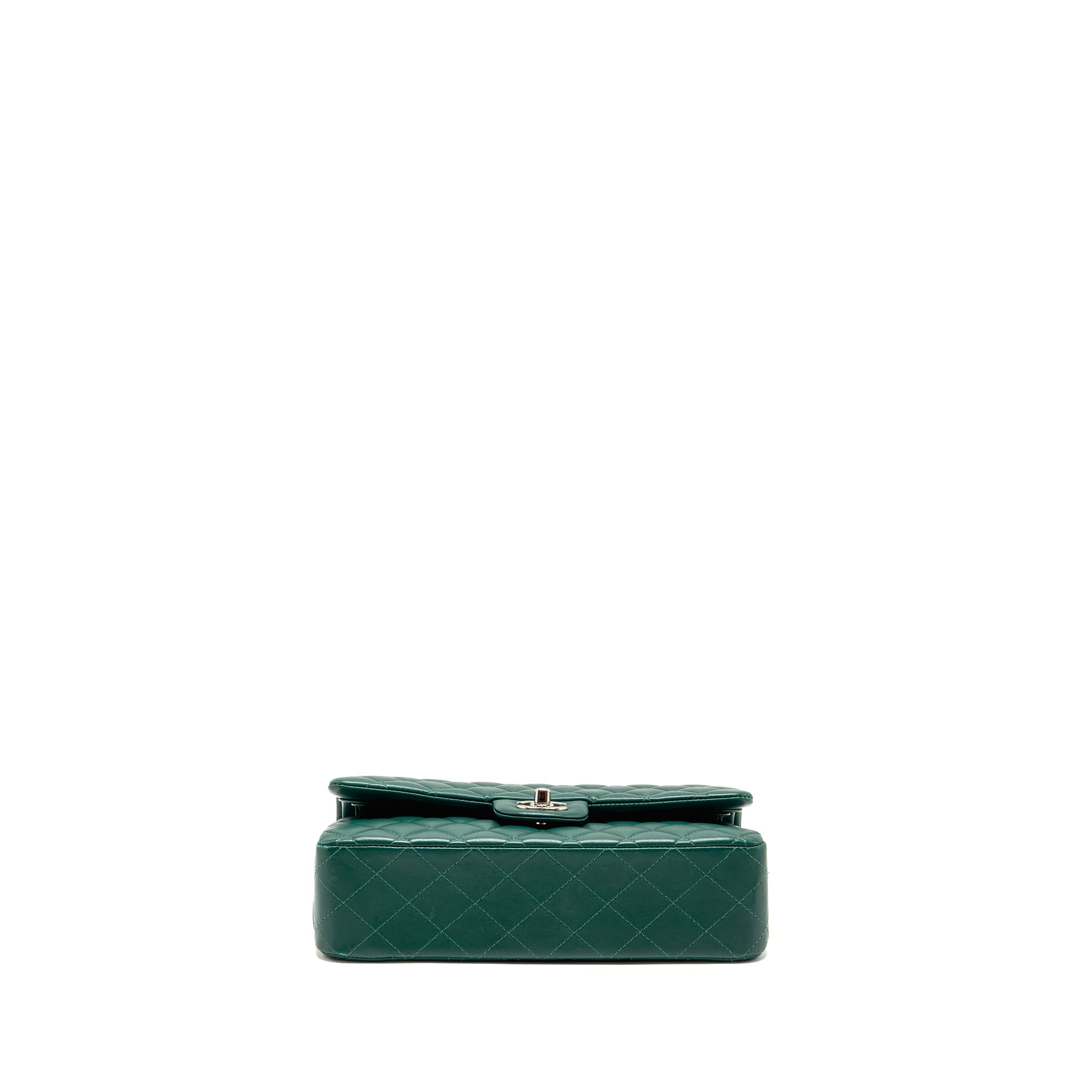 chanel-medium-classic-double-flap-bag-lambskin-greeen-shw