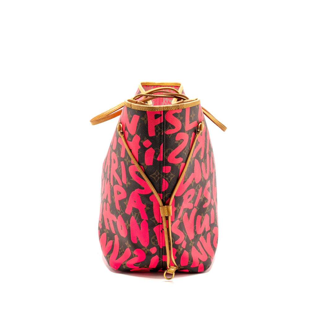 louis-vuitton-neverfull-gm-stephen-sprouse-pink-monogram-graffiti-coated-zip-wallet-sell-in-a-set
