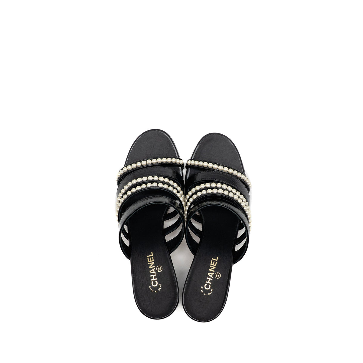 chanel-size-37-leather-pearl-sandals-black
