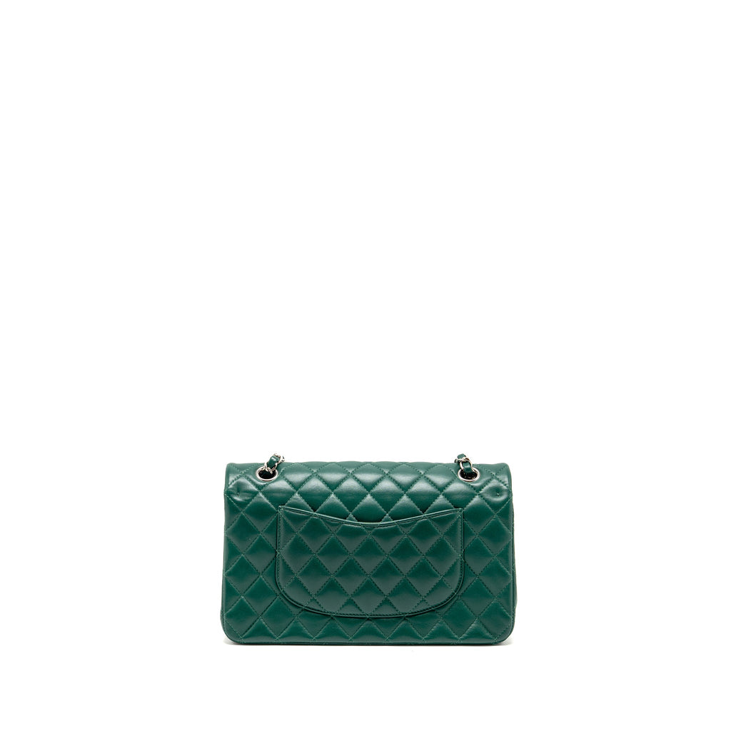 chanel-medium-classic-double-flap-bag-lambskin-greeen-shw