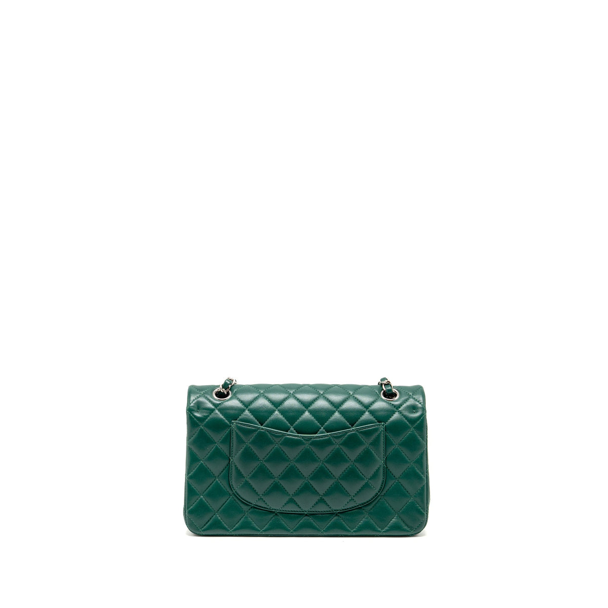 chanel-medium-classic-double-flap-bag-lambskin-greeen-shw