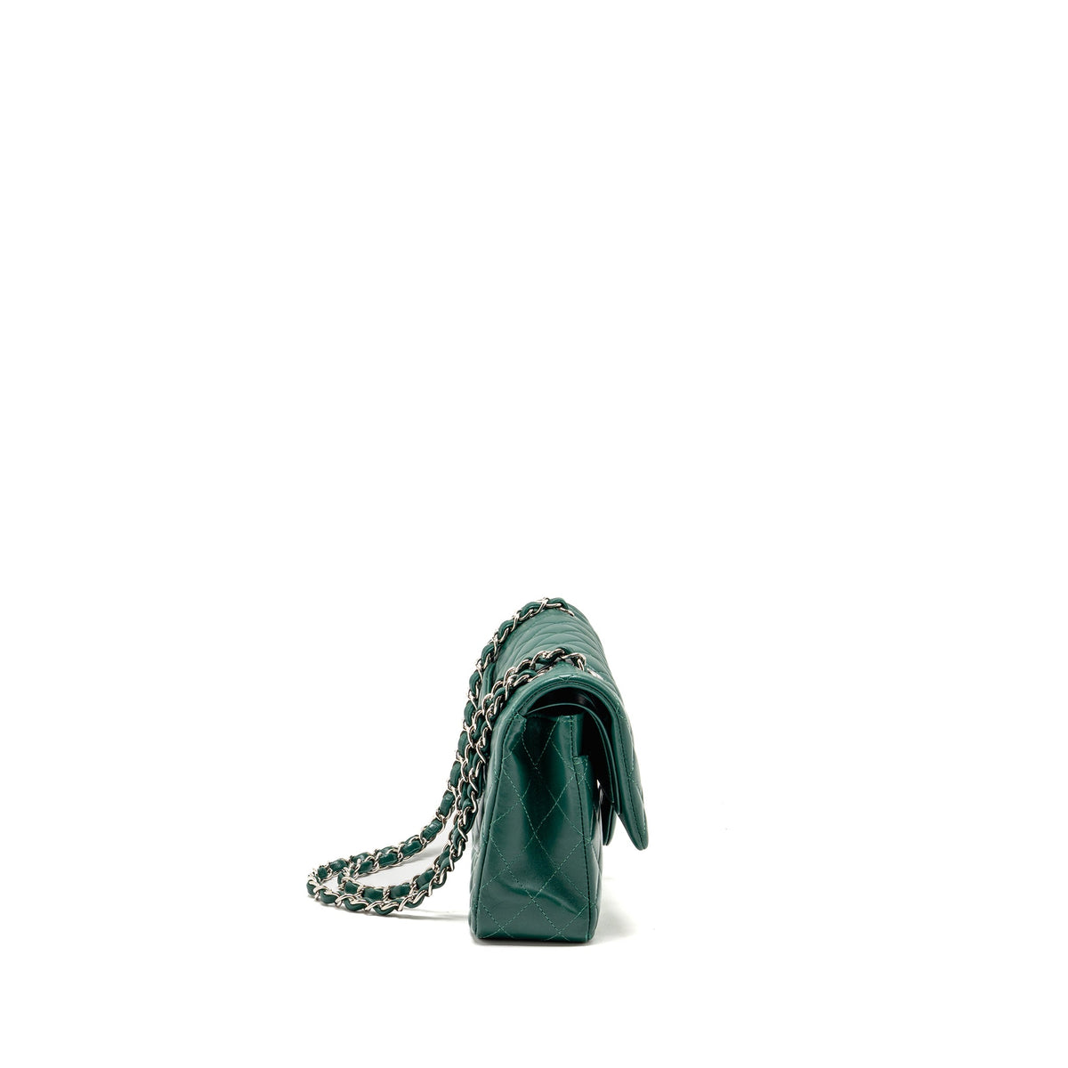 chanel-medium-classic-double-flap-bag-lambskin-greeen-shw