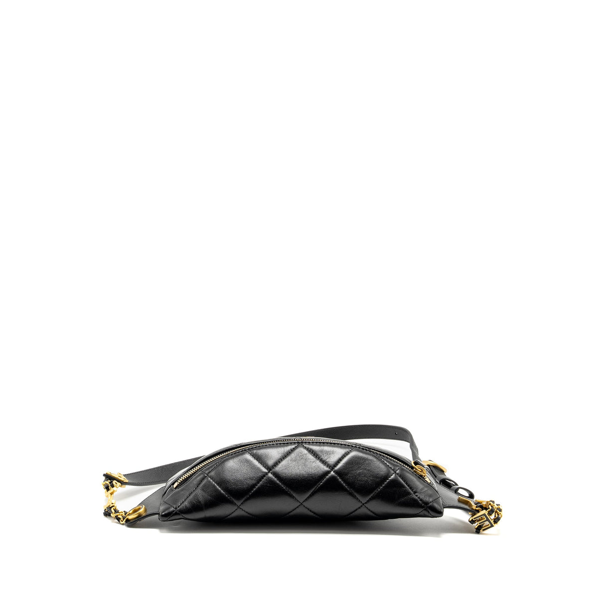 chanel-letter-logo-detailed-waist-bag-lambskin-black-ghw-microchip