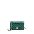 chanel-medium-classic-double-flap-bag-lambskin-greeen-shw