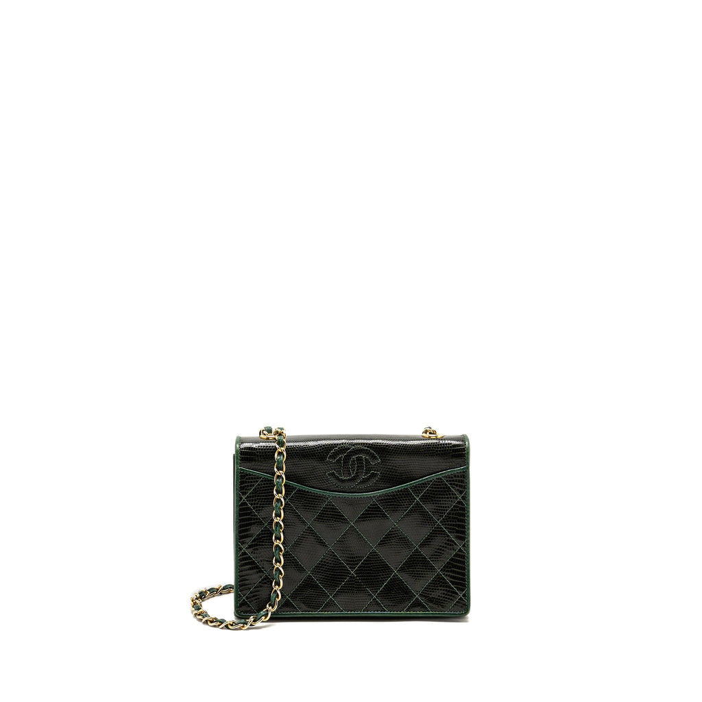 chanel-vintage-envelop-flap-bag-with-chain-lizard-dark-green-ghw