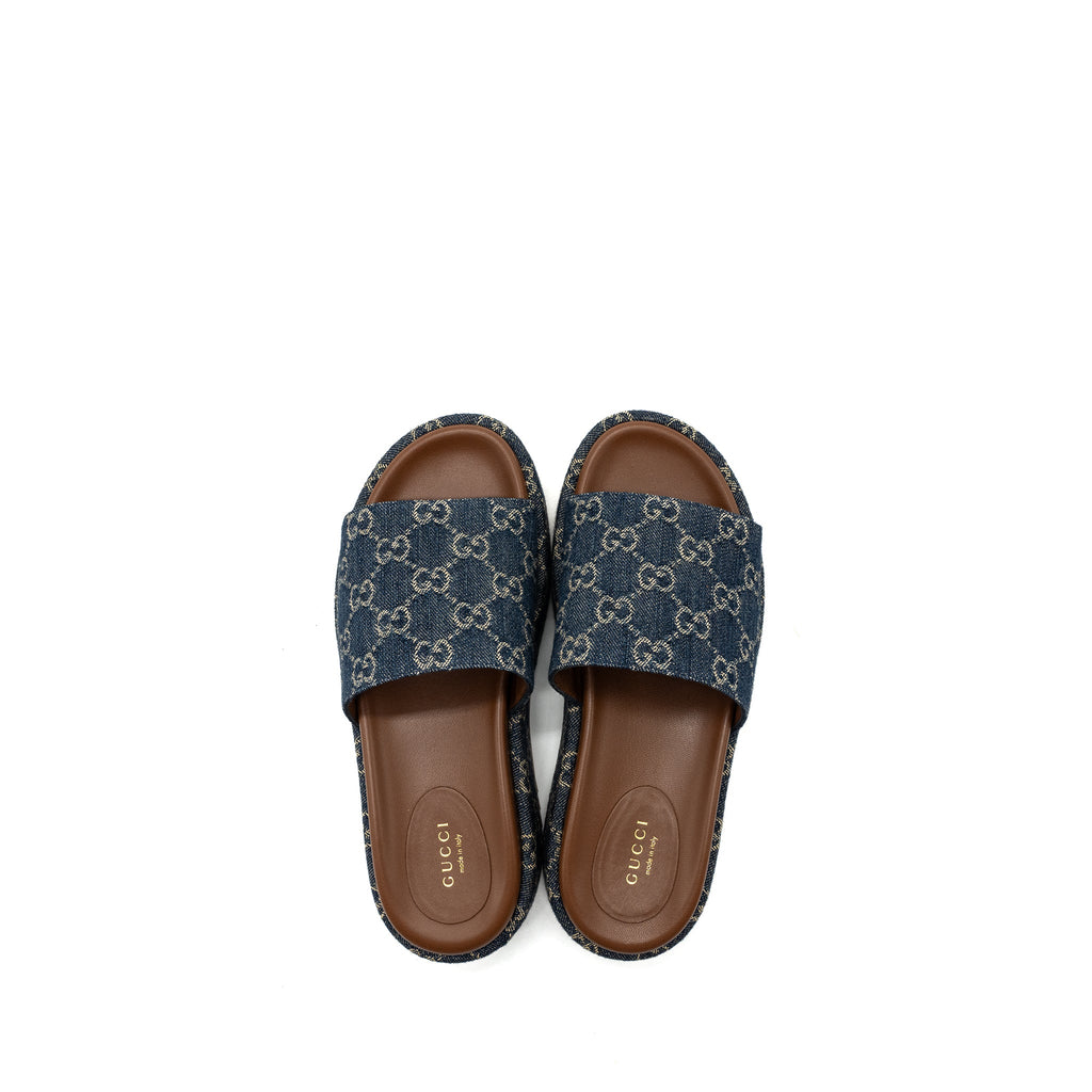 gucci-size-38-platform-slide-sandals-gg-supreme-blue-denim