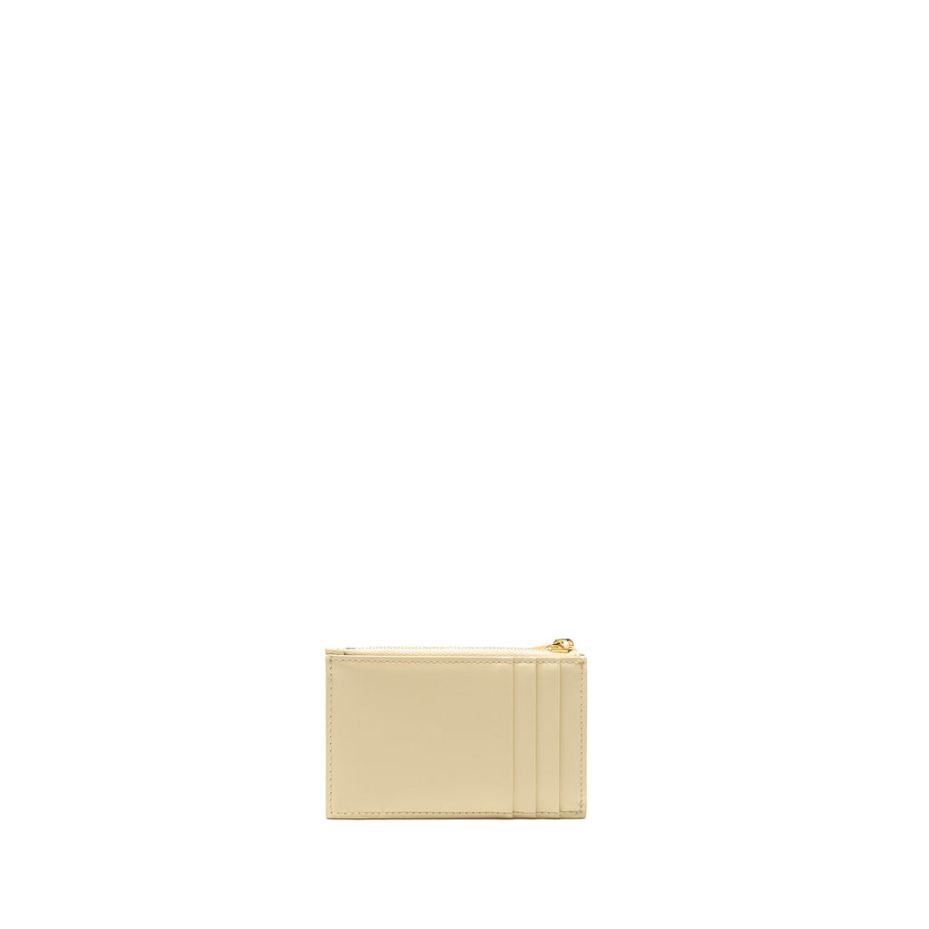 celine-triomphe-zipped-card-holder-calfskin-light-yellow-ghw