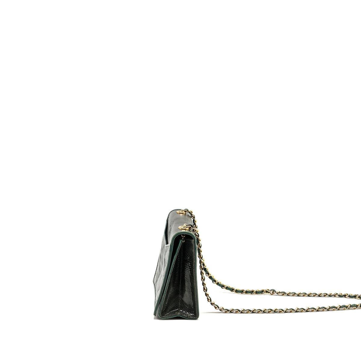 chanel-vintage-envelop-flap-bag-with-chain-lizard-dark-green-ghw