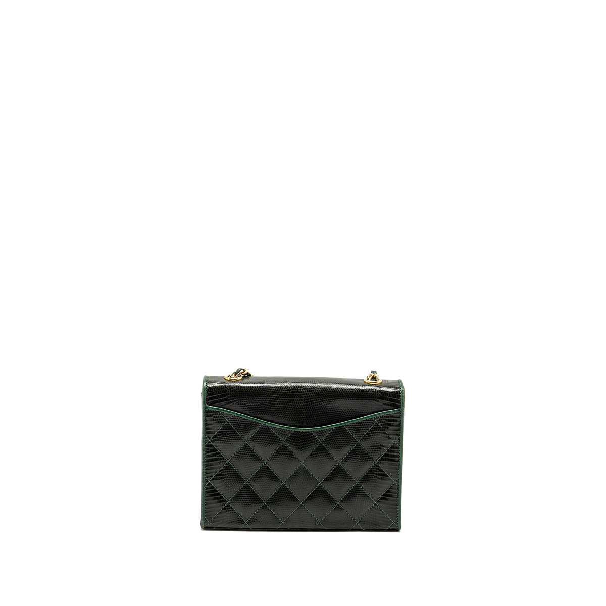 chanel-vintage-envelop-flap-bag-with-chain-lizard-dark-green-ghw