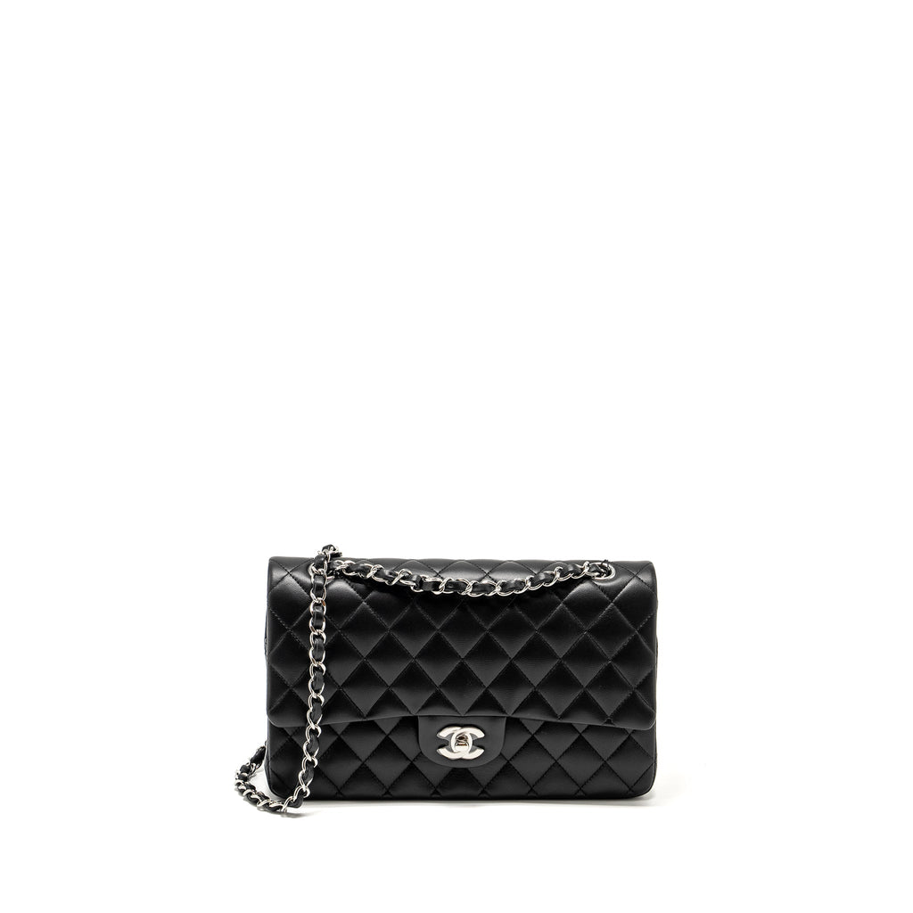 chanel-medium-classic-double-flap-bag-lambskin-black-shw-microchip-copy
