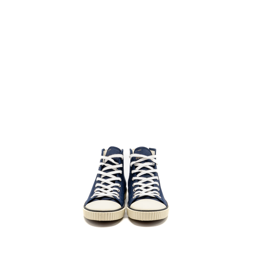 celine-size-39-blank-lace-up-toe-cap-high-top-sneakers-canvas-calfskin-navy