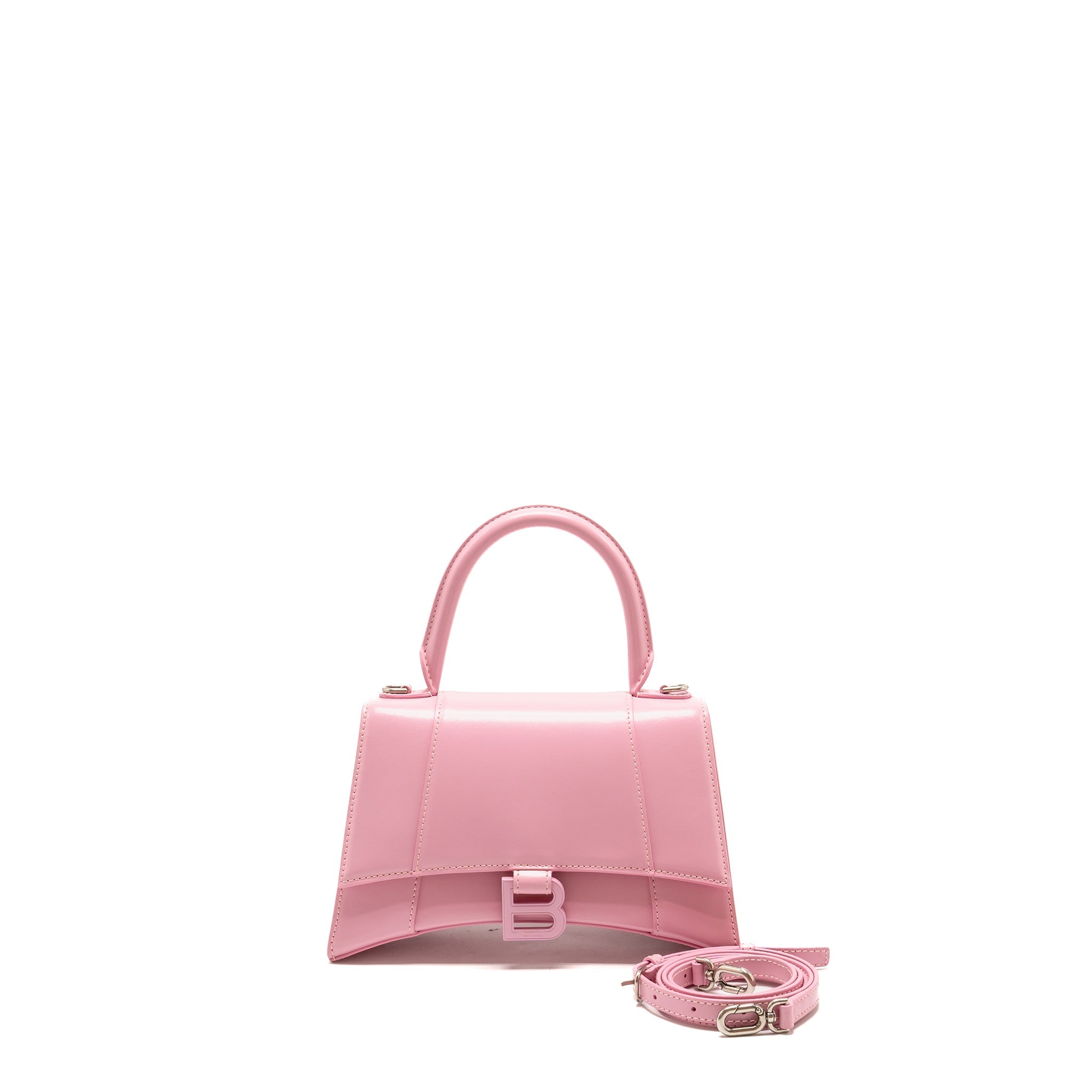 balenciaga-small-hourglass-bag-calfskin-pink-shw