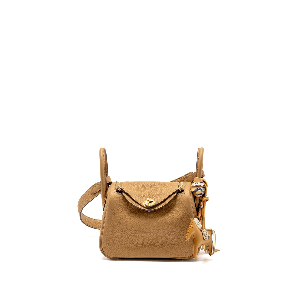 hermes-mini-lindy-clemence-biscuit-ghw-stamp-b-with-rodeo-and-twilly-sell-in-a-set