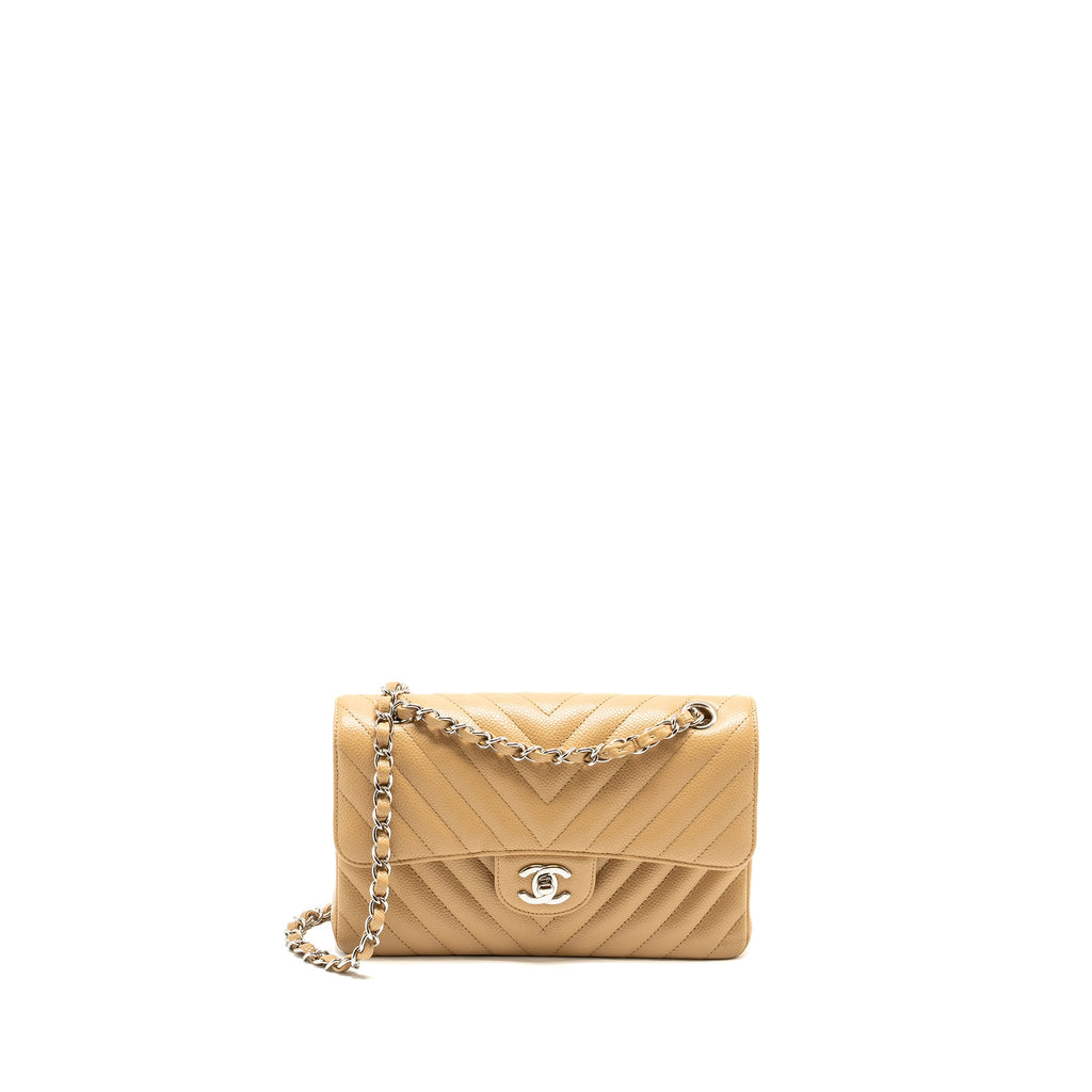 chanel-small-classic-double-flap-bag-chevron-caviar-beige-shw-copy